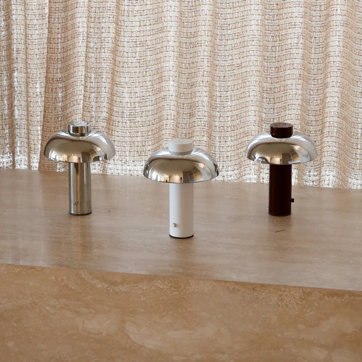 Elio Pillar Portable Lamp | Burgandy/Chrome