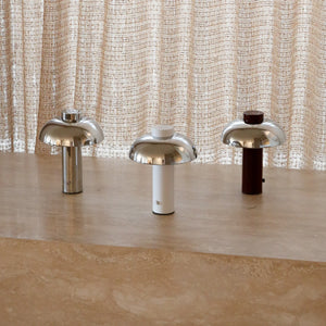 Elio Pillar Portable Lamp | Burgandy/Chrome