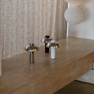 Elio Pillar Portable Lamp | Burgandy/Chrome