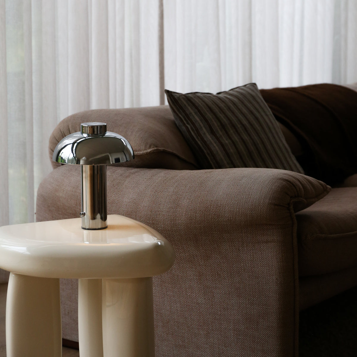 Elio Pillar Portable Lamp | Chrome/Chrome by DESIGNSTUFF (elio-pillar-portable-lamp-chrome-chrome)