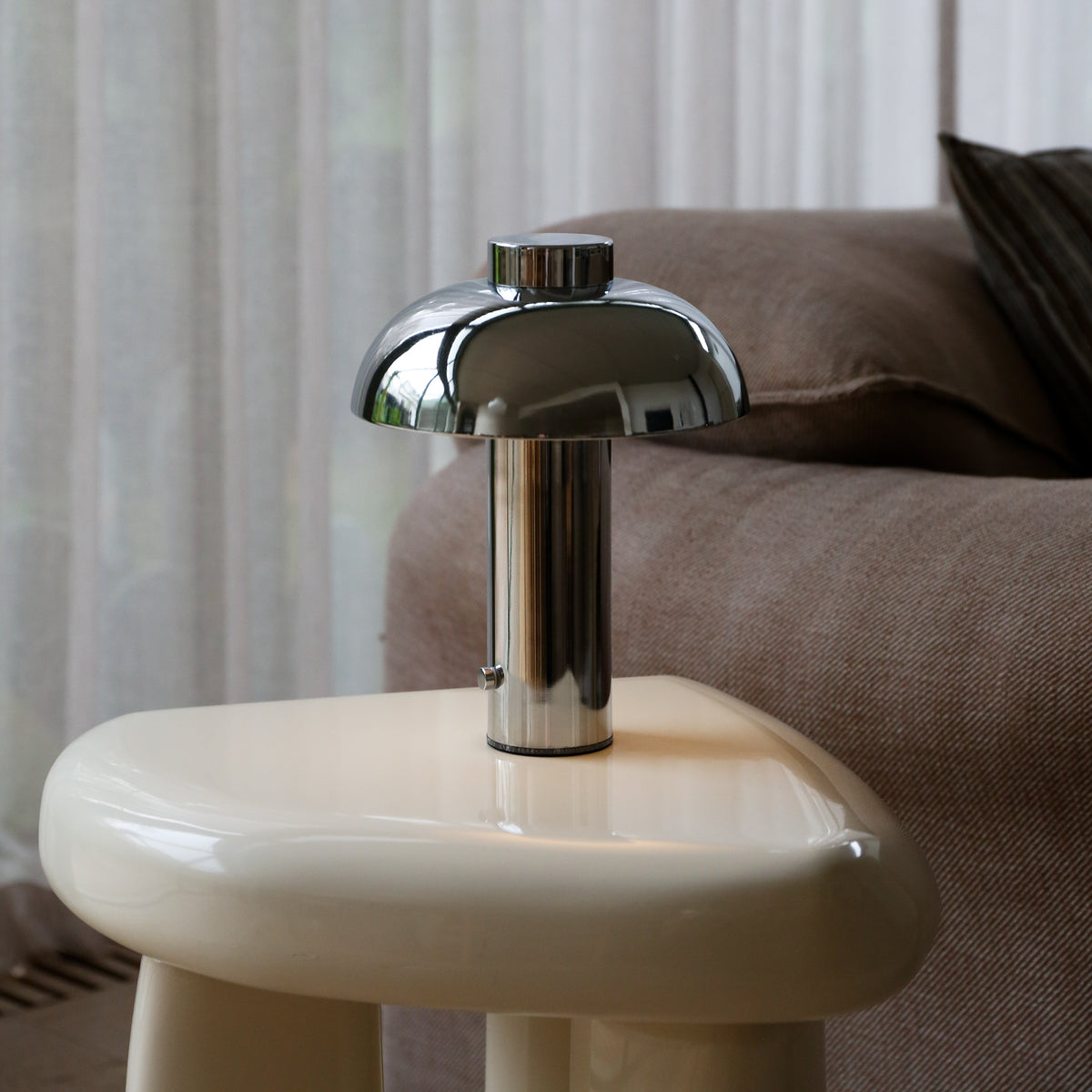 Elio Pillar Portable Lamp | Chrome/Chrome by DESIGNSTUFF (elio-pillar-portable-lamp-chrome-chrome)