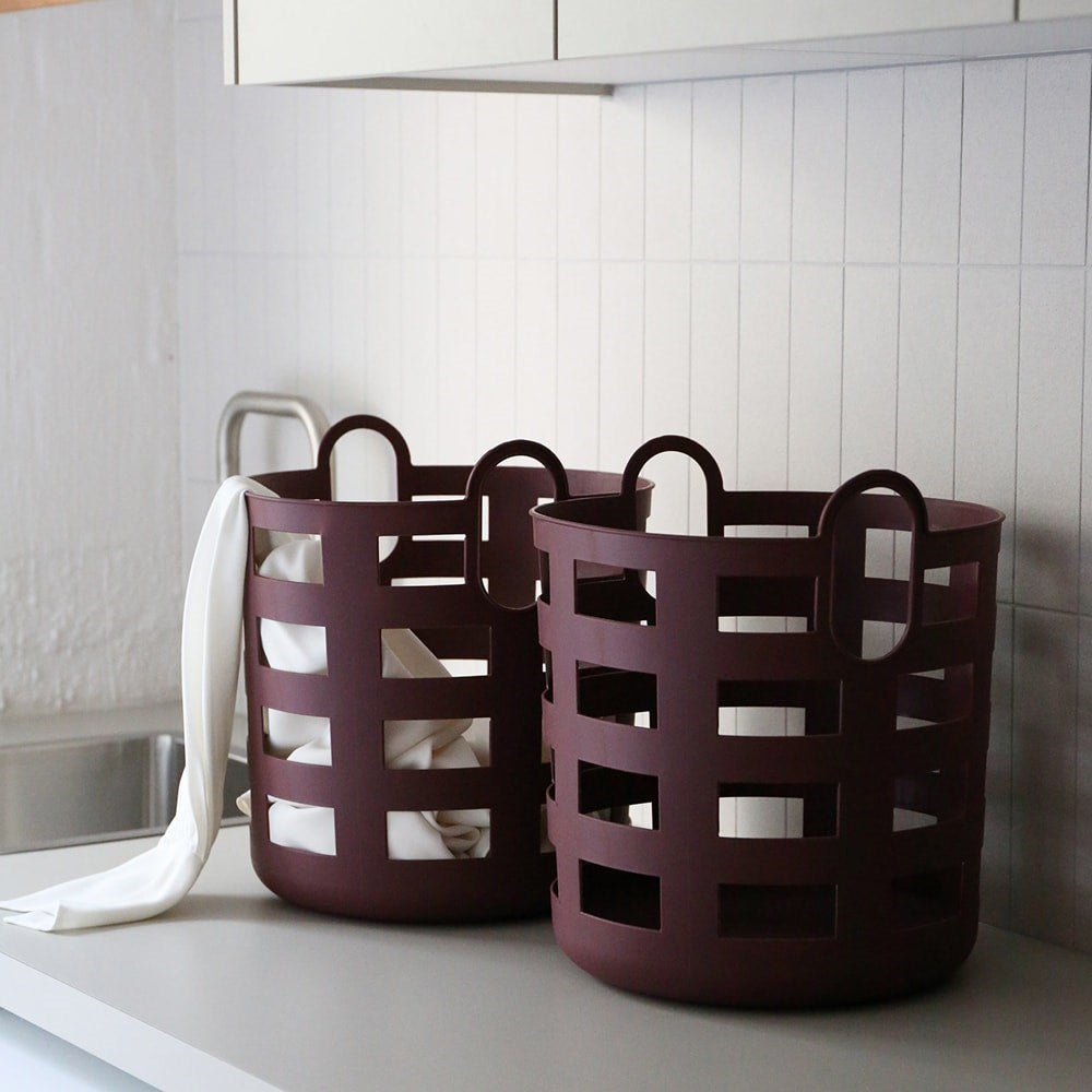 Storage & Laundry Basket L | Set 2 | Burgundy by DESIGNSTUFF (enkel-studio-storage-and-laundry-basket-l-burgandy-set-2)