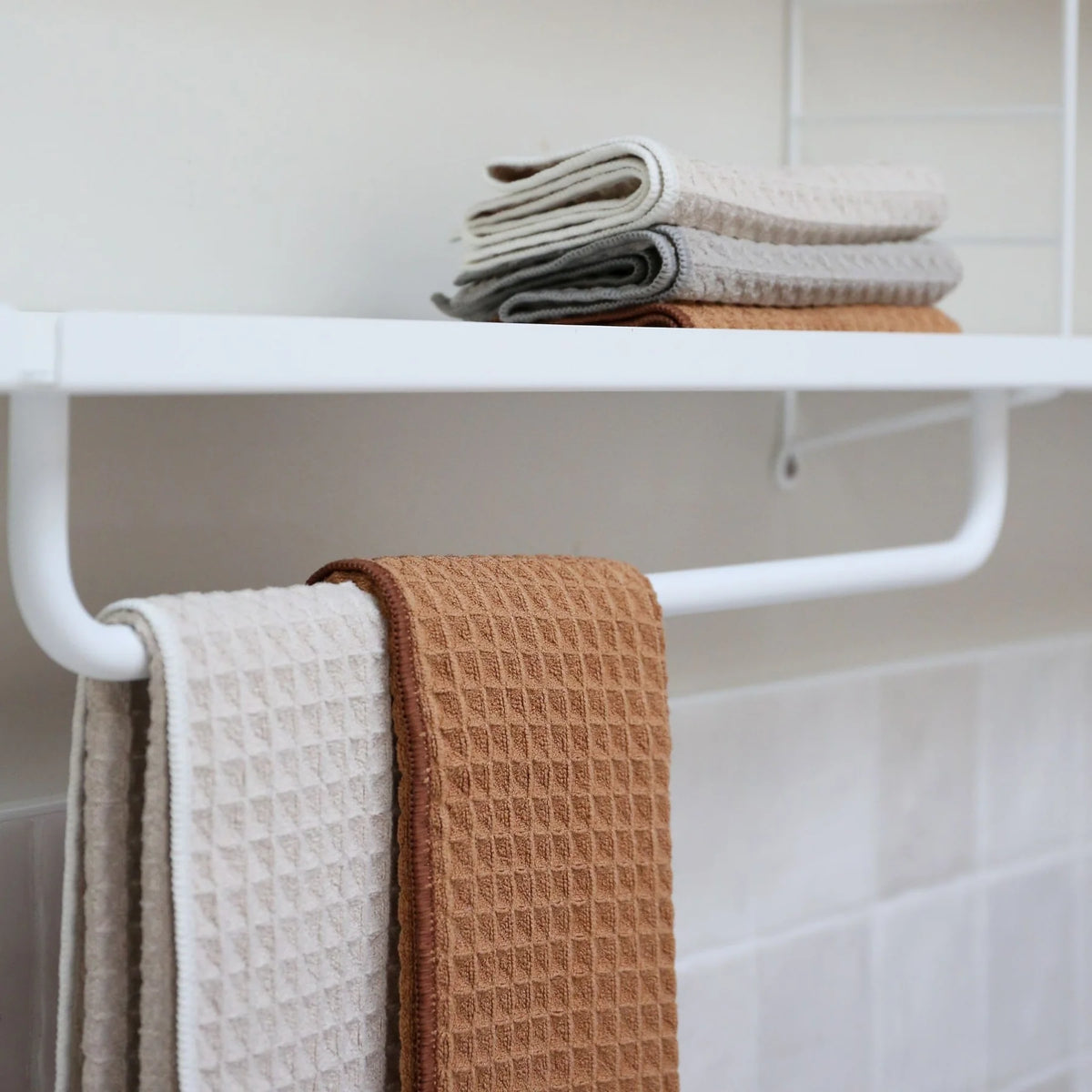 DESIGNSTUFF ENKEL STUDIO Wipe Dishcloth | Waffle Microfibre | Sand/Caramel/Light Grey (Set 3)