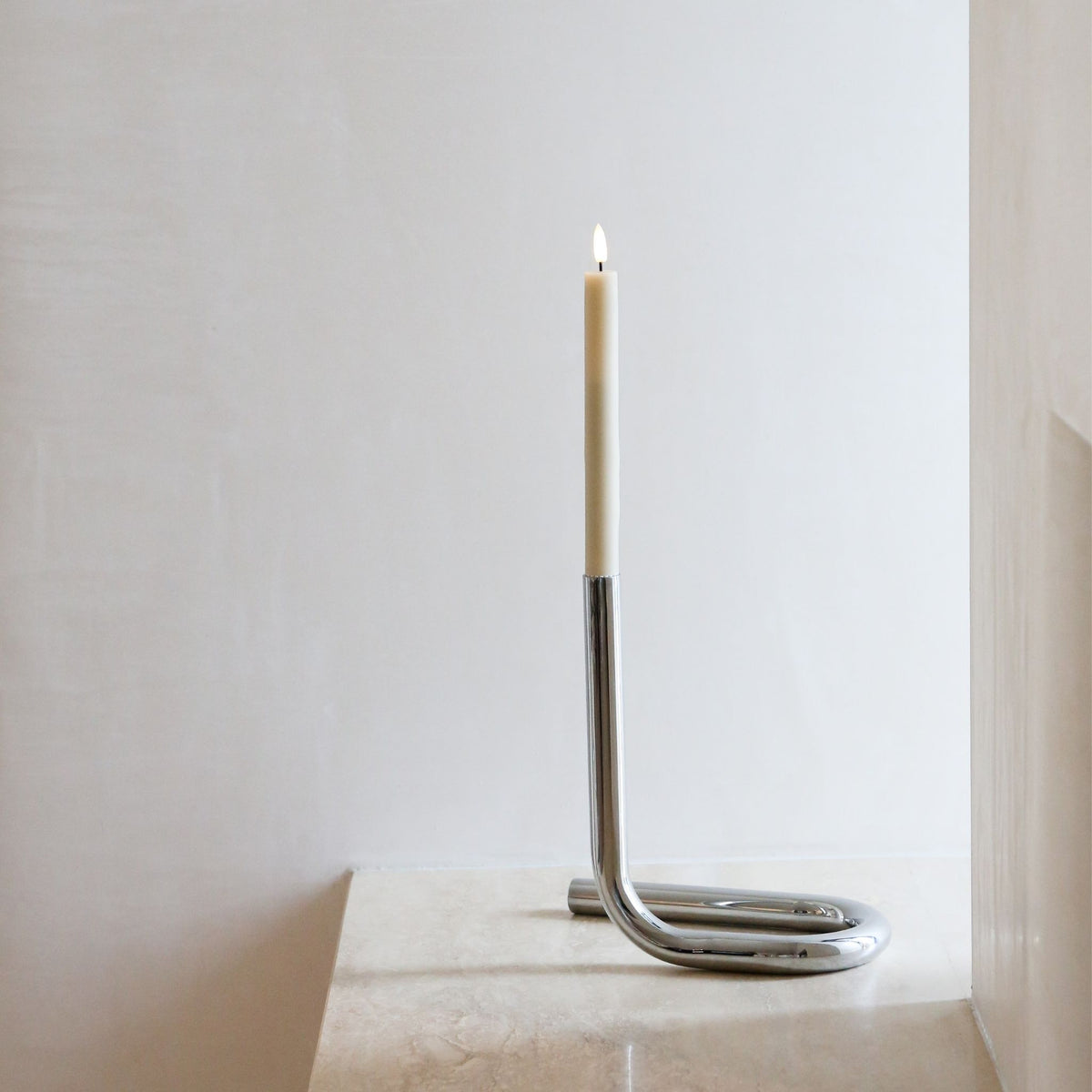 DesignStuff VIAH Tubular Candle Holder | Chrome