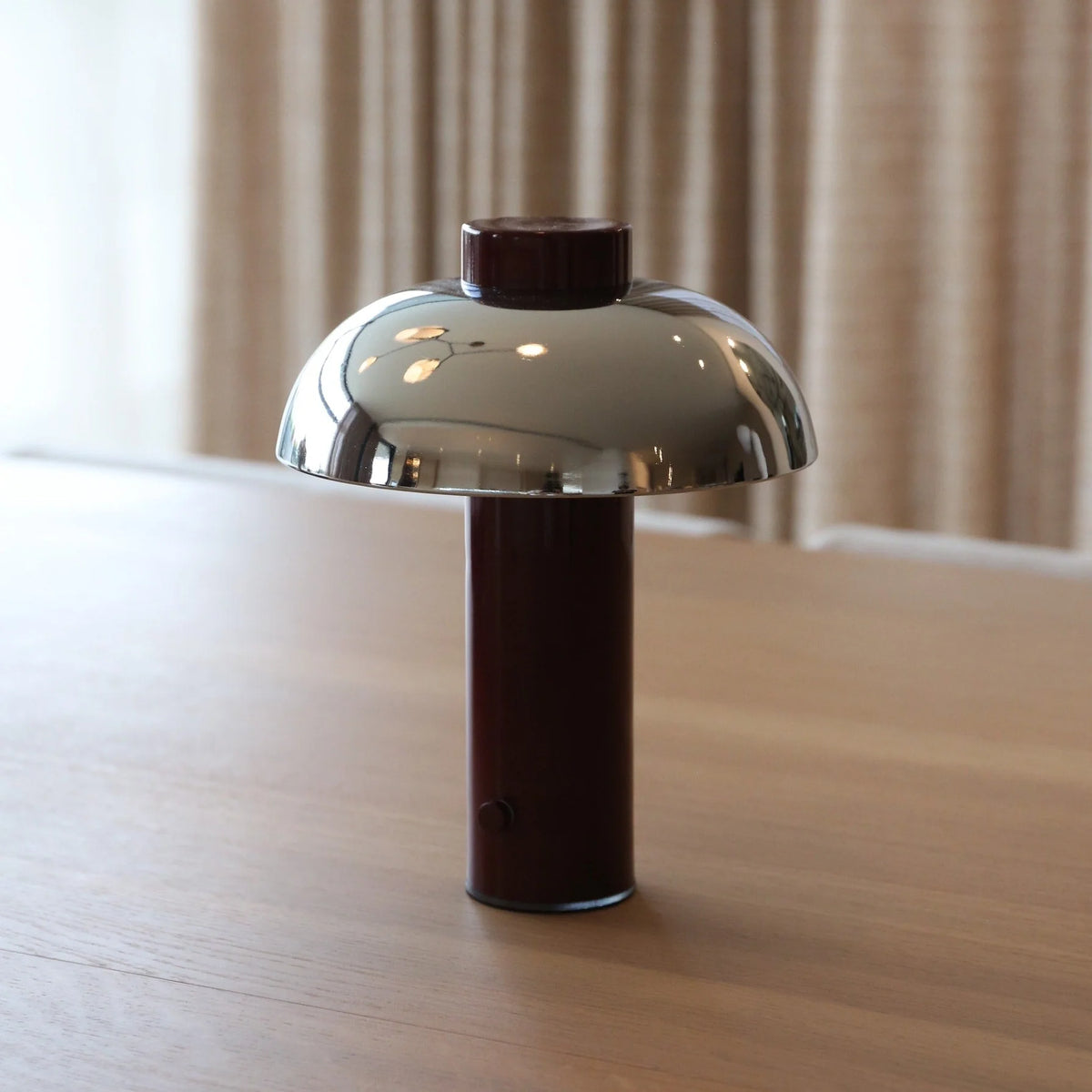 Elio Pillar Portable Lamp | Burgandy/Chrome