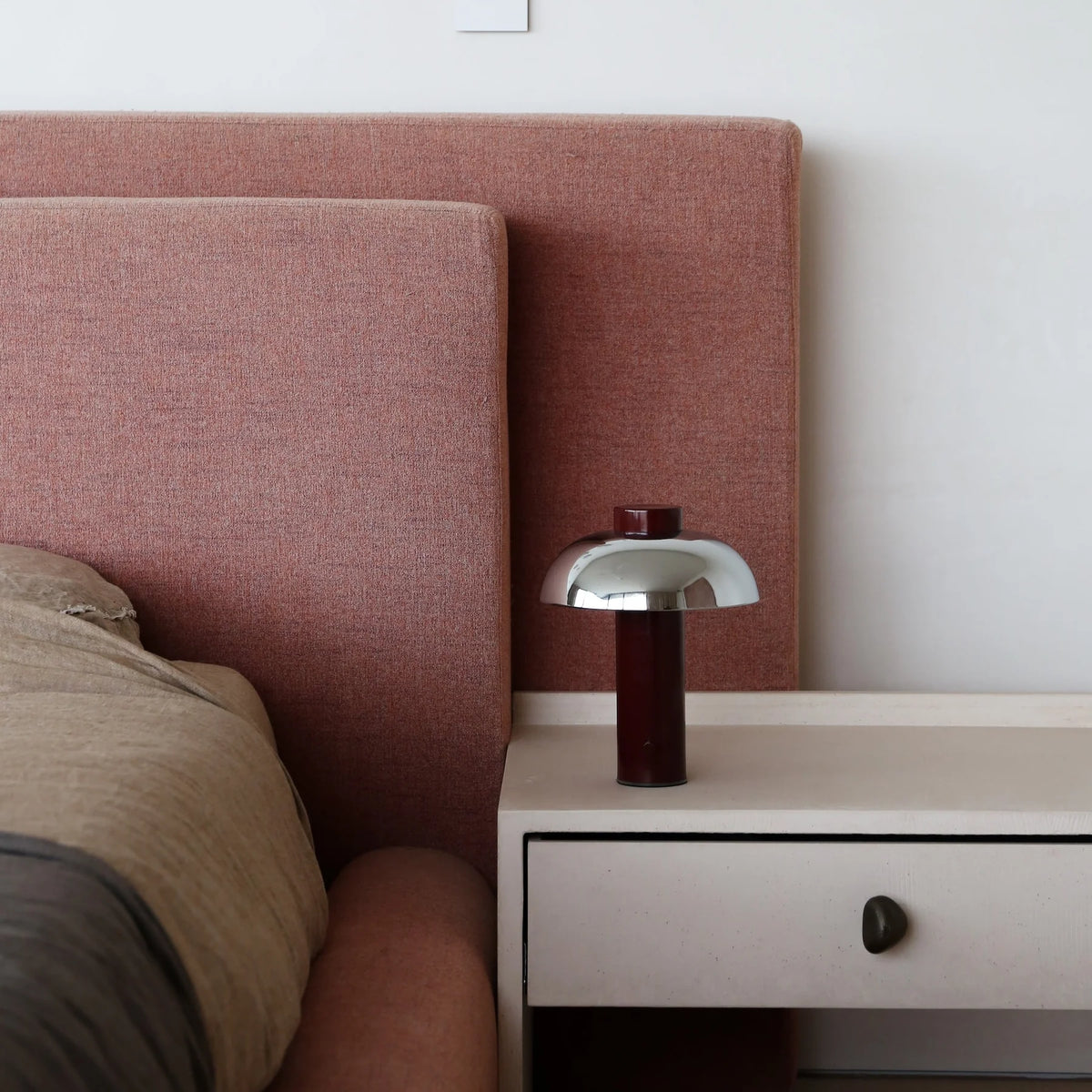 Elio Pillar Portable Lamp | Burgandy/Chrome