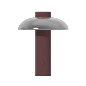 Elio Pillar Portable Lamp | Burgandy/Chrome