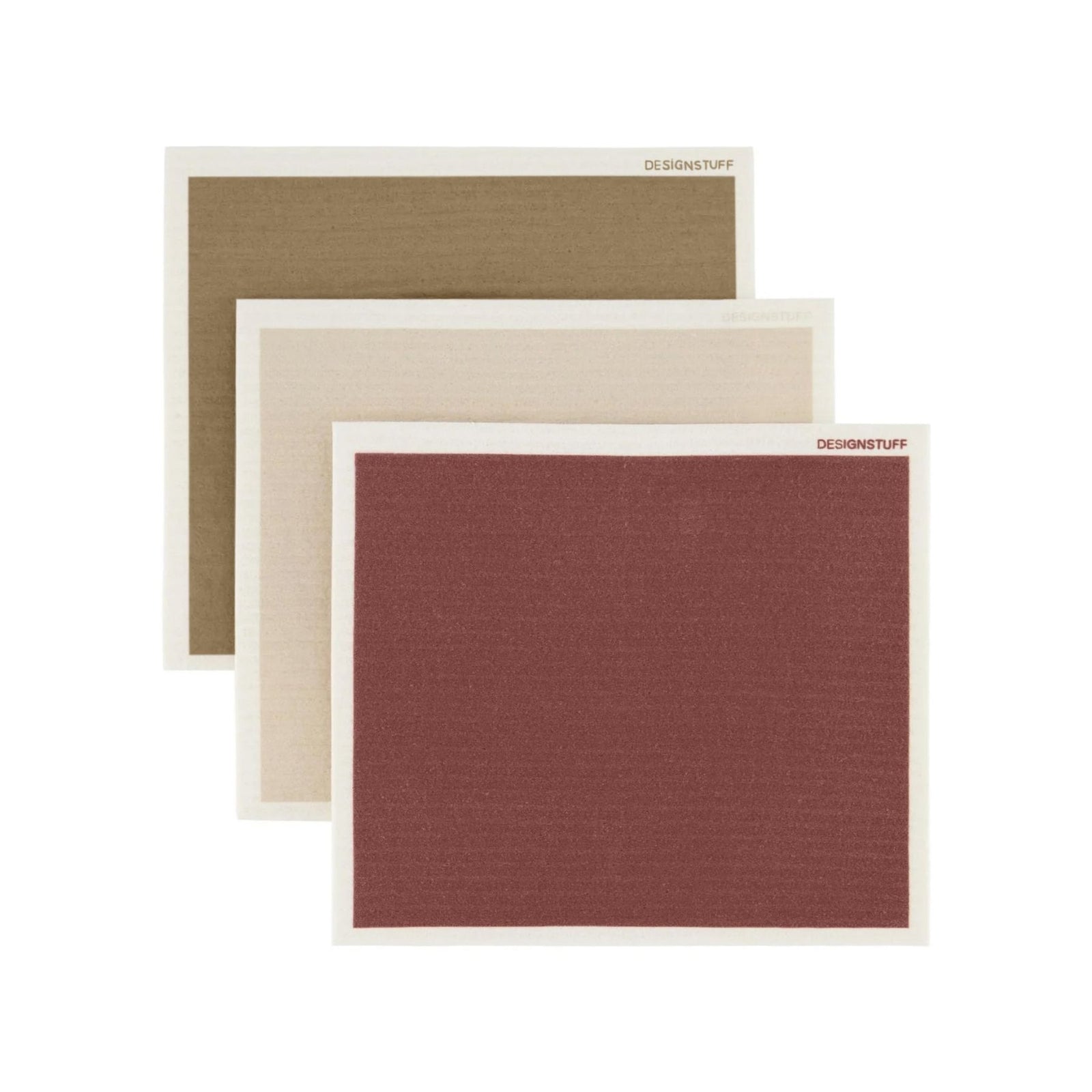 DESIGNSTUFF ETTA Compostable Dishcloth | Brick/Sand/Fern | Set of 3