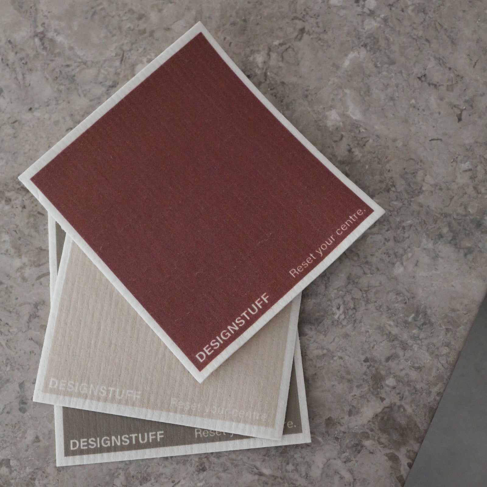 DESIGNSTUFF ETTA Compostable Dishcloth | Brick/Sand/Fern | Set of 3
