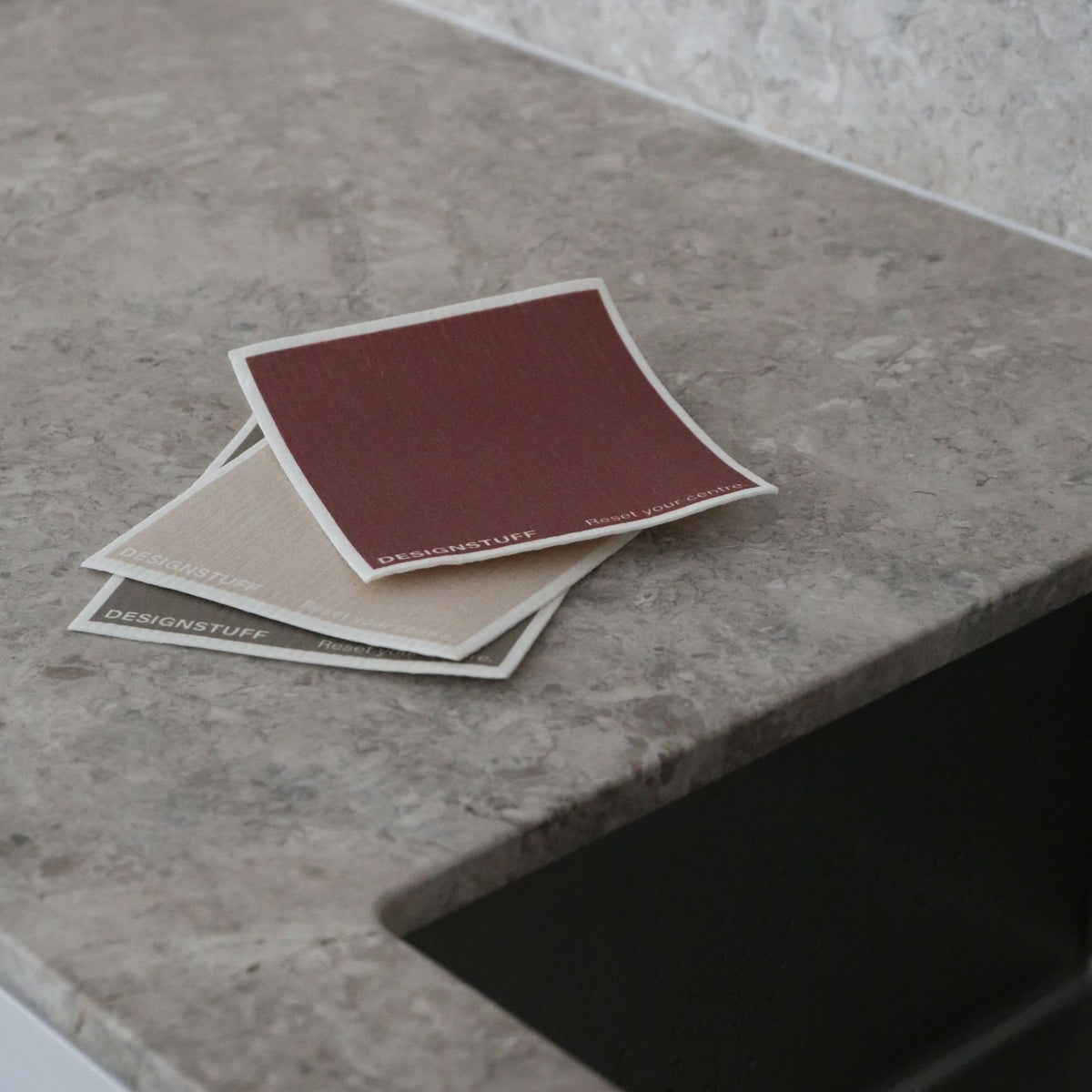 DESIGNSTUFF ETTA Compostable Dishcloth | Brick/Sand/Fern | Set of 3