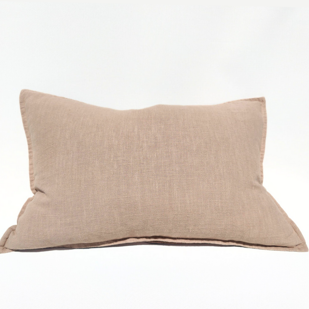 Stonewashed Linen Lumbar Cushion - Nude Pink