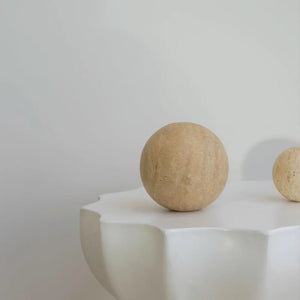 Orbit Table Sculpture | L | Beige Travertine