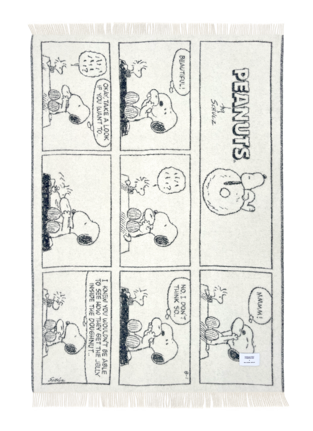 Peanuts Blanket Comic Doughnut | White Black