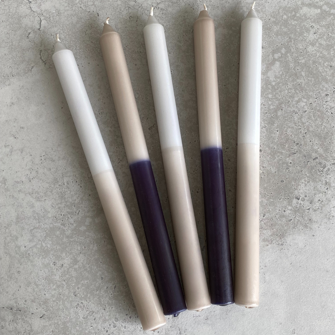 Two Tone Paraffin Candle | Taupe/Ink Black by MADAM STOLTZ (madam-stoltz-two-tone-candle-paraffin-taupe-black)