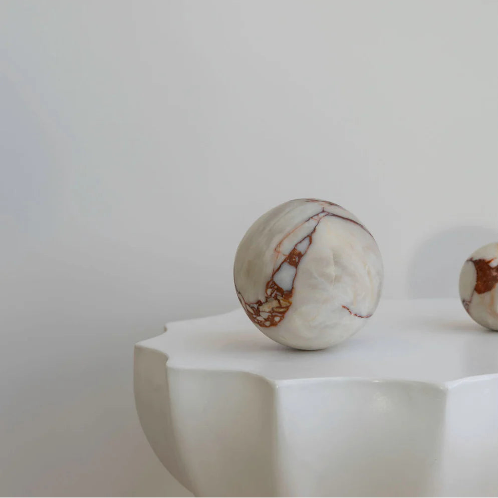 Orbit Table Sculpture | L | Brown Calacatta