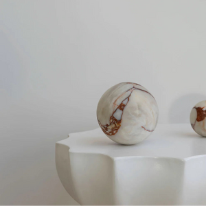 Orbit Table Sculpture | L | Brown Calacatta