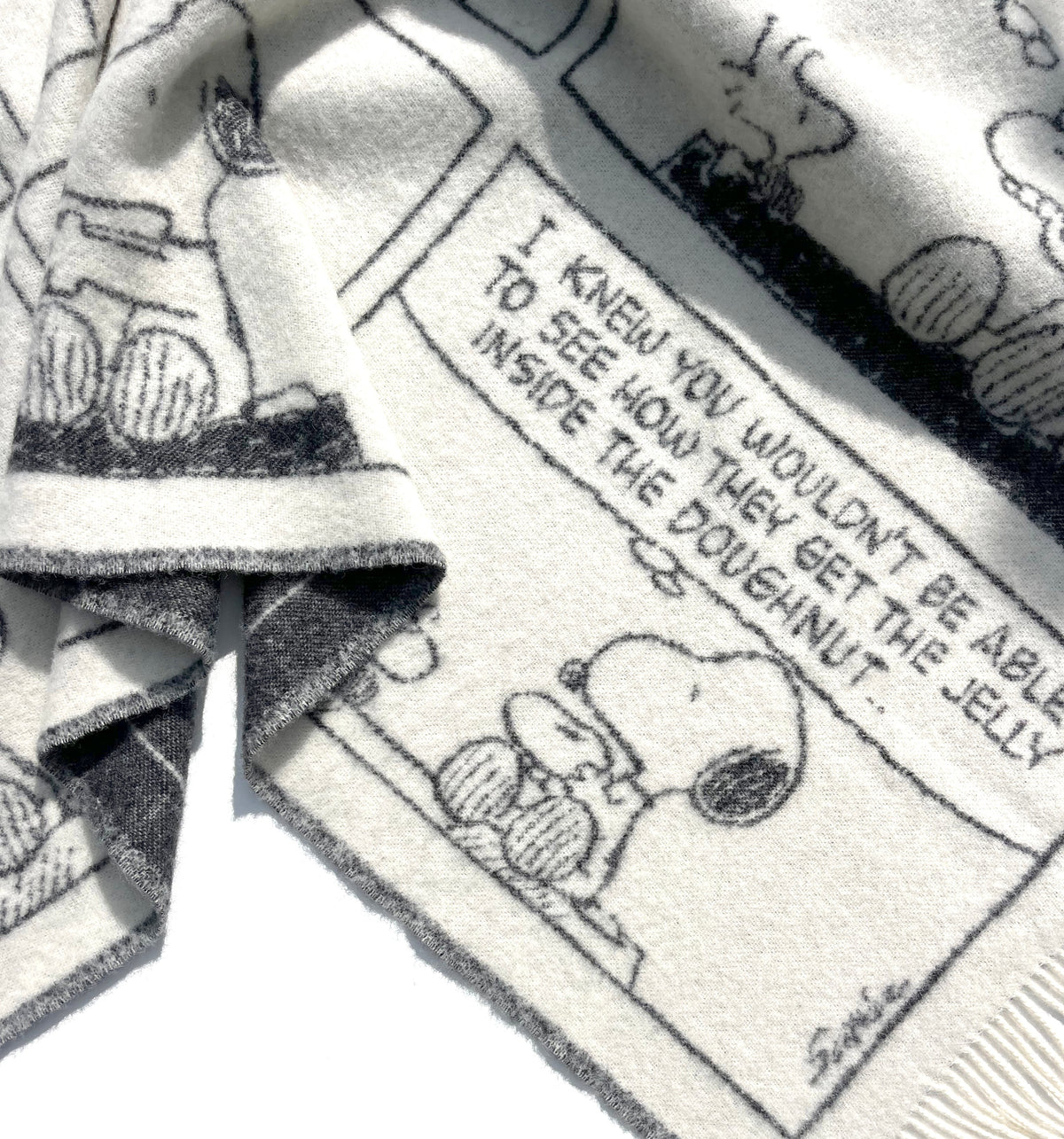 Peanuts Blanket Comic Doughnut | White Black