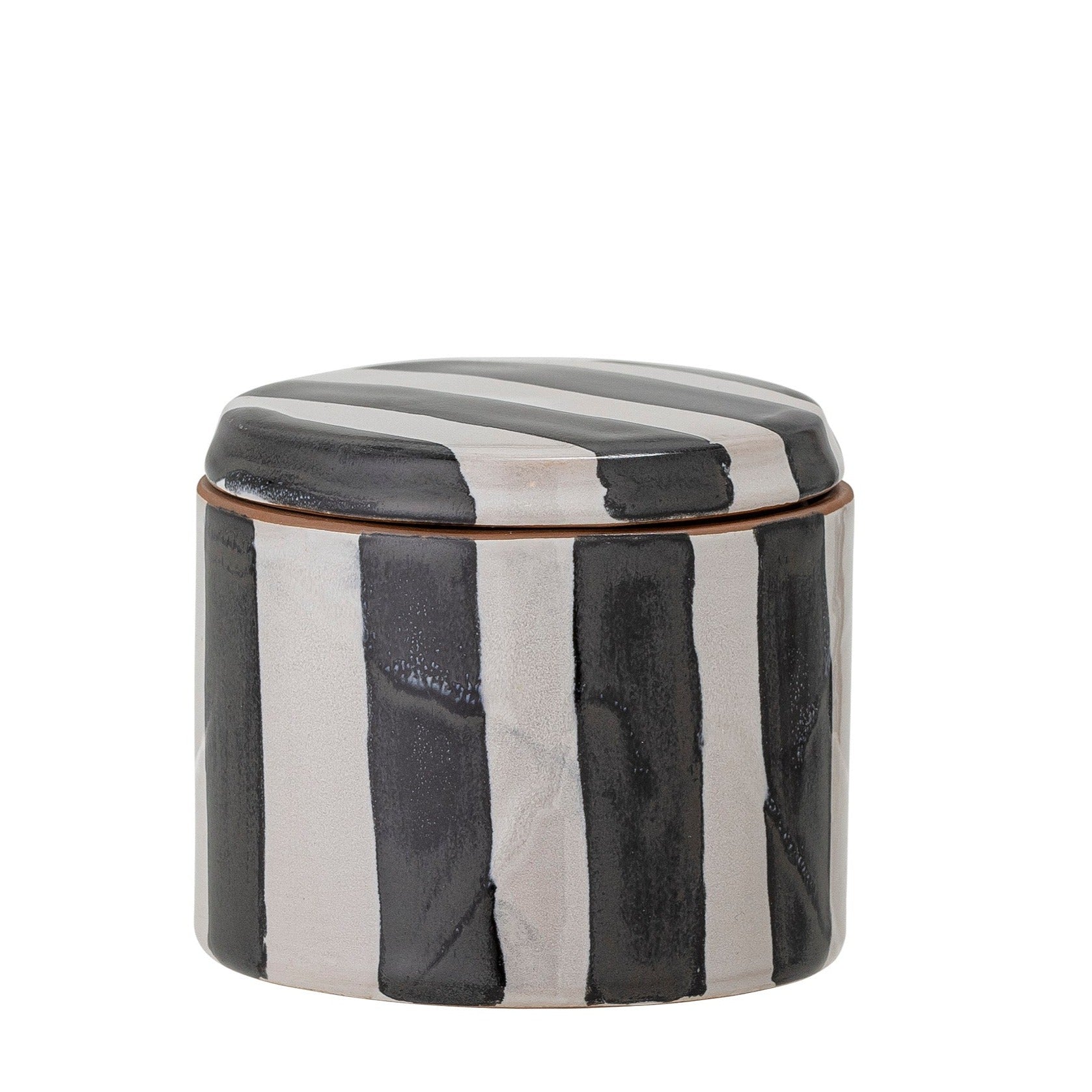 Serina Stoneware Pot w/Lid S | Black/White