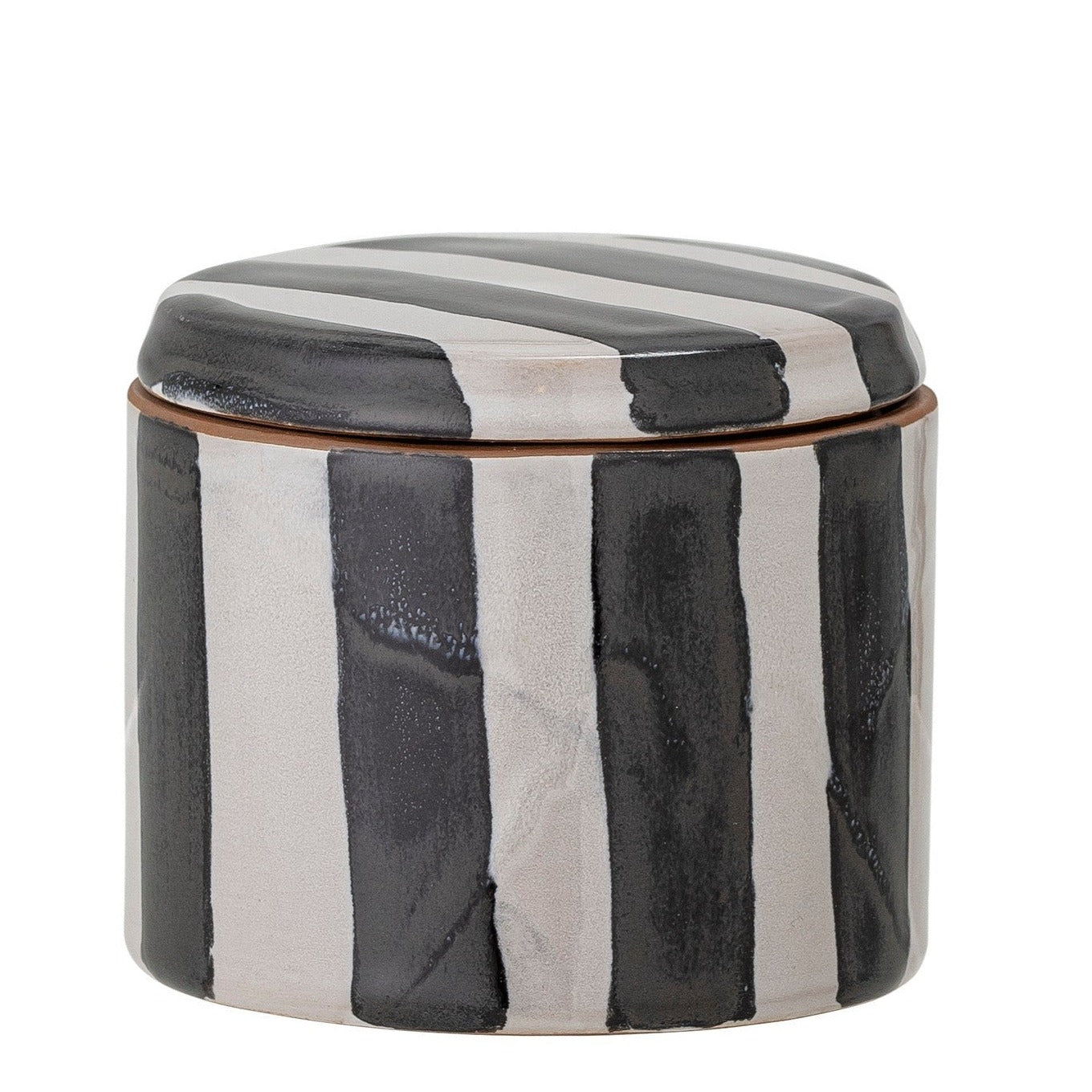 Serina Stoneware Pot w/Lid L | Black/White by BLOOMINGVILLE (serina-jar-w-lid-black-stoneware-large)