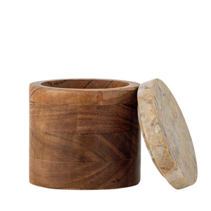 Lisanne 10.5cm Jar w/Lid | Acacia/Green Marble