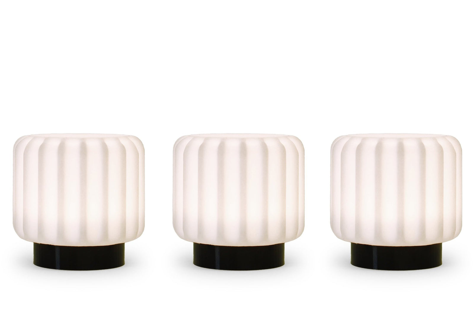 Dentelles Portable Lamps 9cm Set of 3 | Black Base by ATELIER PIERRE (dentelles-9-light-usb-recharge-black-base-9cm)