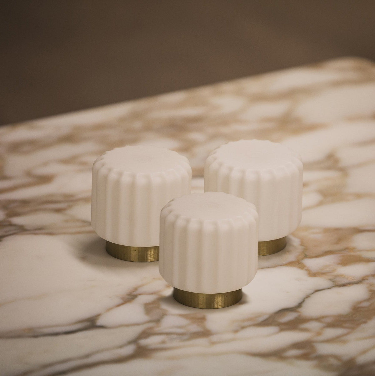 Dentelles Portable Lamps 9cm Set of 3 | Gold Base by ATELIER PIERRE (dentelles-9-light-usb-recharge-gold-base-9cm)