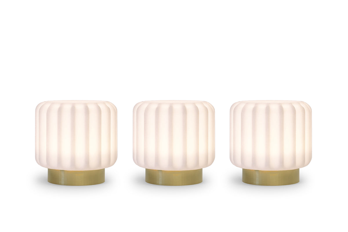 Dentelles Portable Lamps 9cm Set of 3 | Gold Base by ATELIER PIERRE (dentelles-9-light-usb-recharge-gold-base-9cm)
