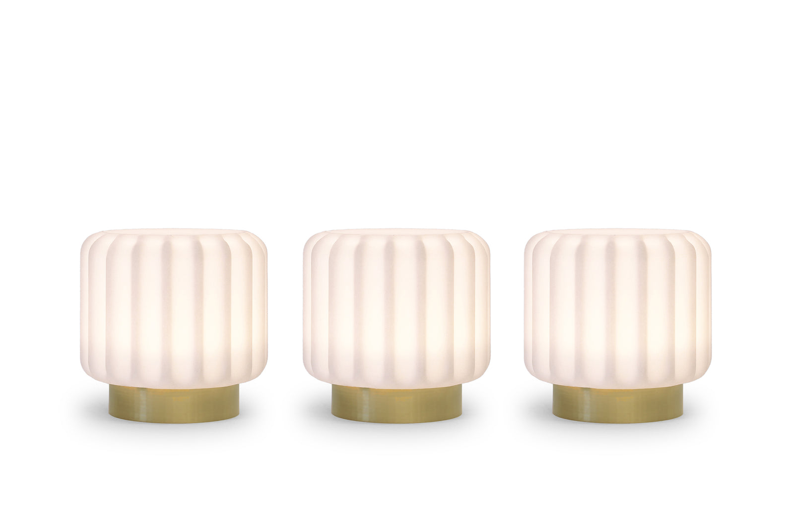 Dentelles Portable Lamps 9cm Set of 3 | Gold Base by ATELIER PIERRE (dentelles-9-light-usb-recharge-gold-base-9cm)