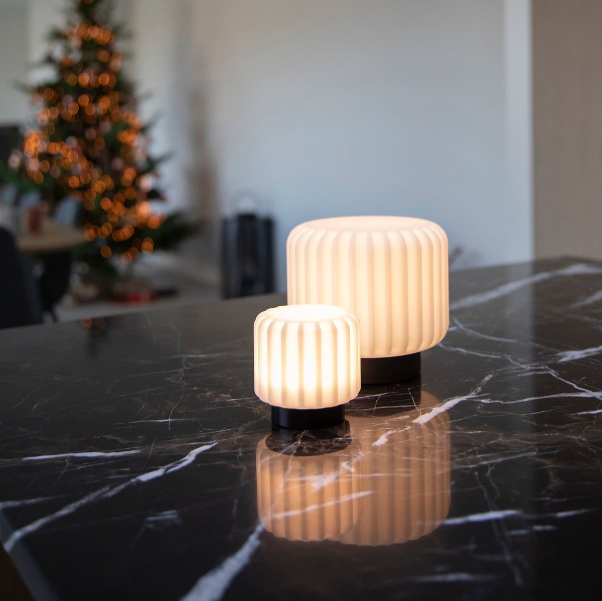 Dentelles Portable Lamps 9cm Set of 3 | Black Base by ATELIER PIERRE (dentelles-9-light-usb-recharge-black-base-9cm)