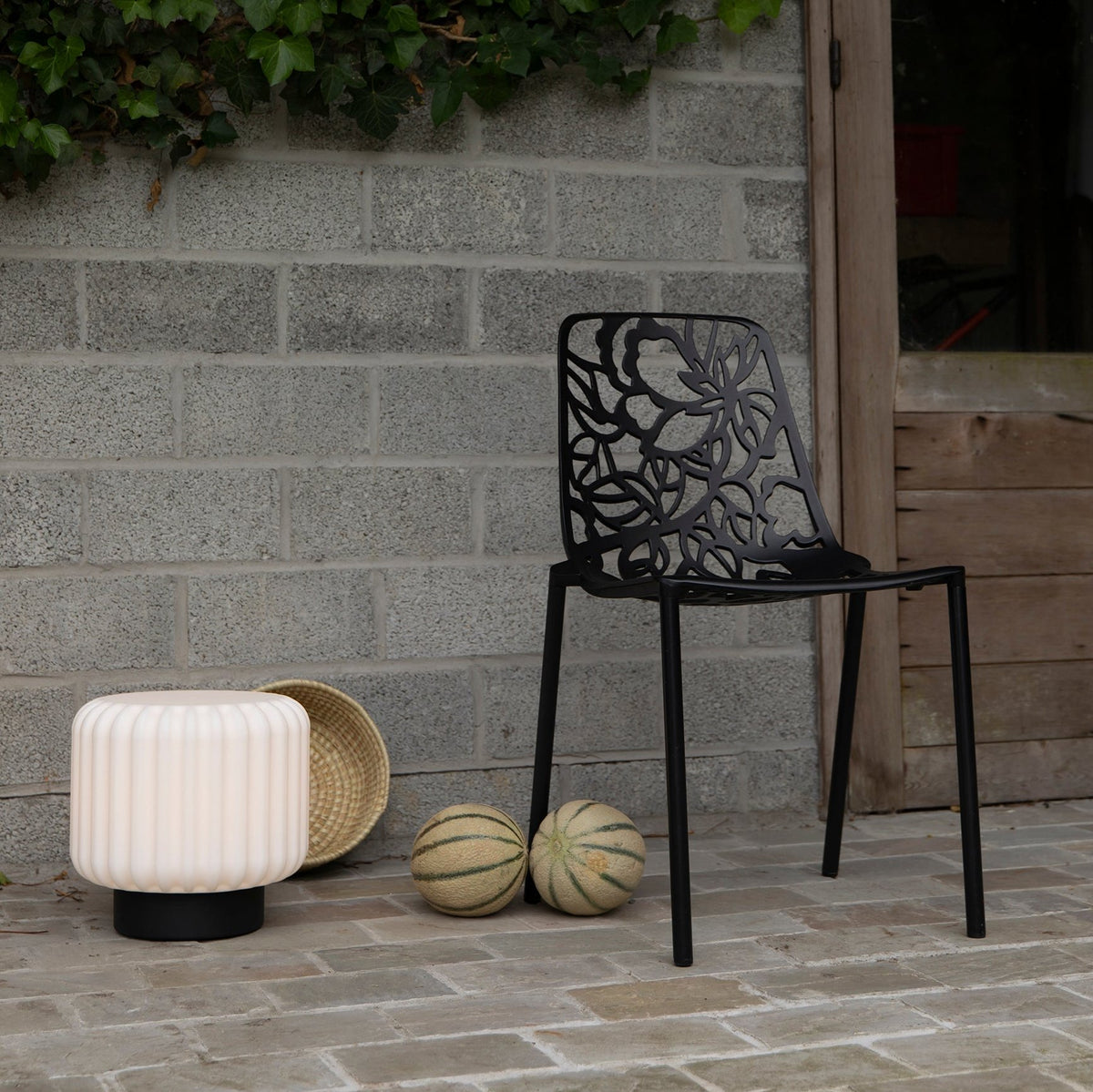 Dentelles Portable Lamps XL 30cm | Black Base by ATELIER PIERRE (dentelles-wide-xl-light-usb-recharge-black-base-30cm)