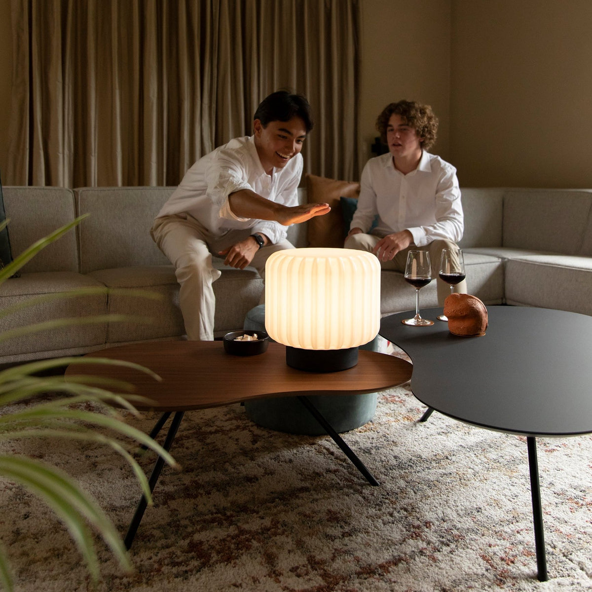 Dentelles Portable Lamps XL 30cm | Black Base by ATELIER PIERRE (dentelles-wide-xl-light-usb-recharge-black-base-30cm)