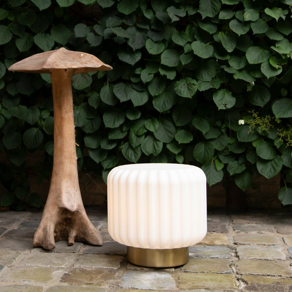 Dentelles Portable Lamps XL 30cm | Gold Base by ATELIER PIERRE (dentelles-wide-xl-light-usb-recharge-gold-base-30cm)