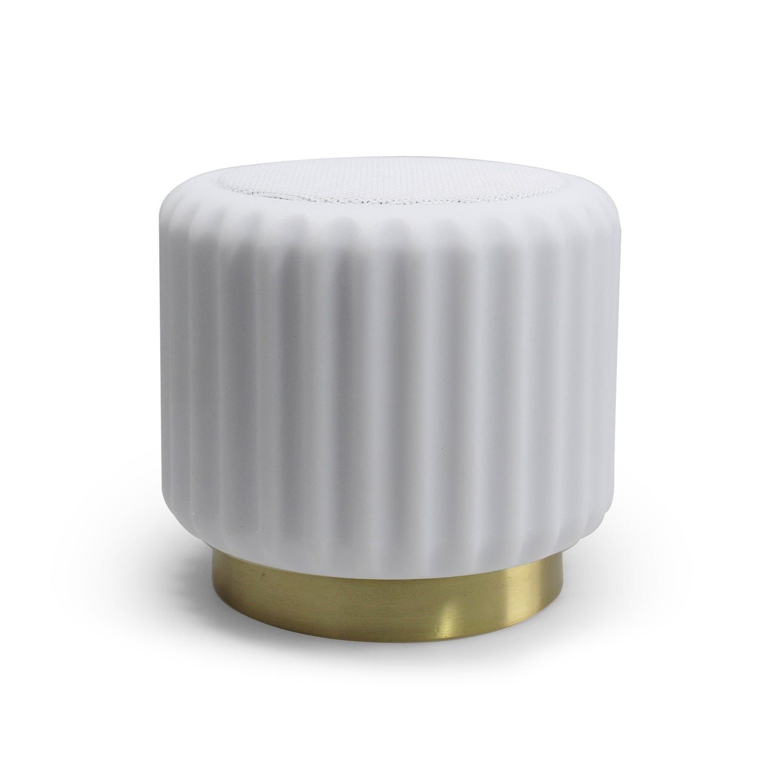 Dentelles Speaker + Light 12.5cm | White/Gold Base by ATELIER PIERRE (dentelles-white-speaker-light-usb-recharge-gold-base-12-5-x-13-55cm)