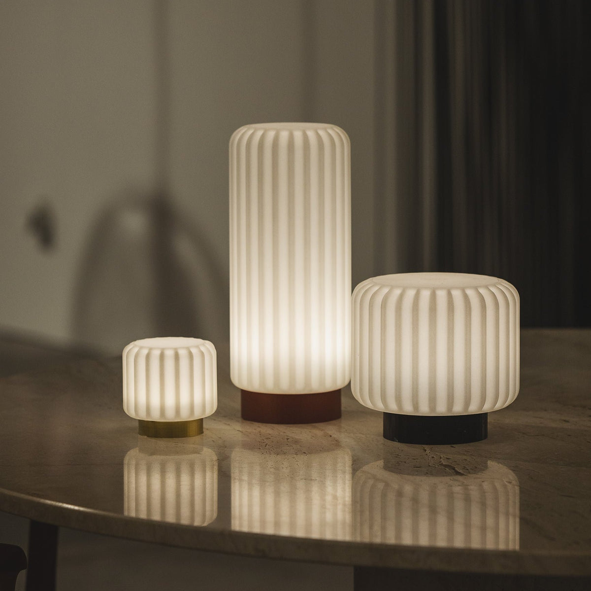 Dentelles Portable Lamp 29cm | Black Base by ATELIER PIERRE (dentelles-29-light-usb-recharge-black-base-29cm)