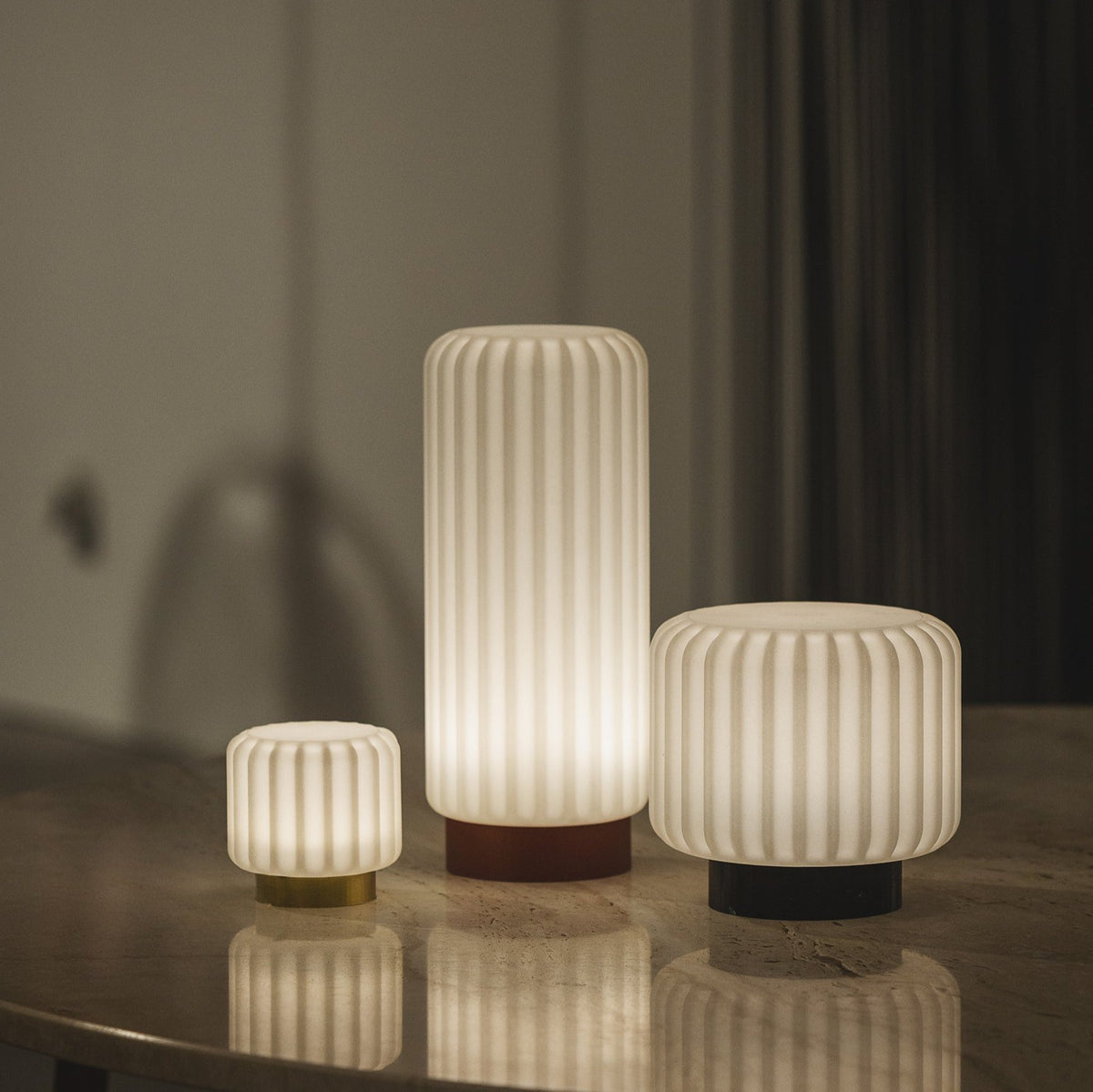 Dentelles Portable Lamp 29cm | Gold Base by ATELIER PIERRE (dentelles-29-light-usb-recharge-black-base-29cm-copy)