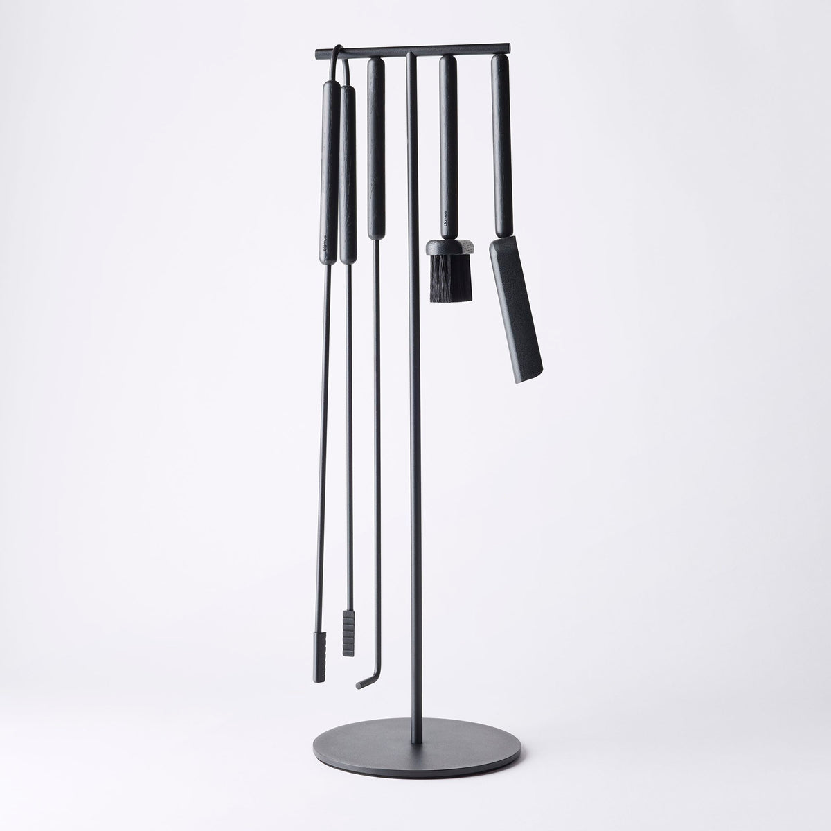 ASHI 5 Piece Standing Fireplace Tool Set | Black Oak by BLOMUS (ashi-fireplace-tool-set-standing-5pcs-black-oak)