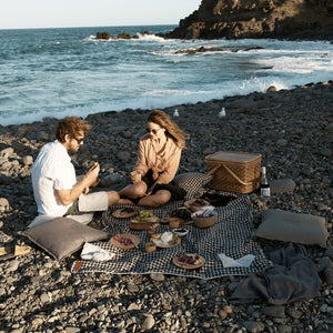 Gingham Linen Picnic Rug | Classic Black