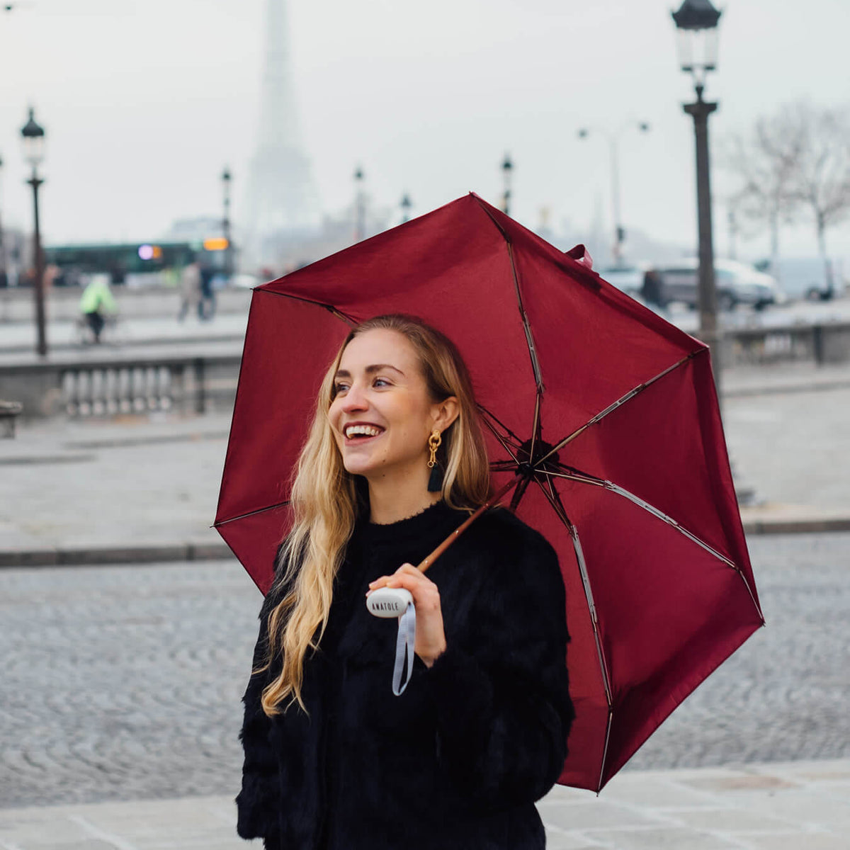 Micro Umbrella | Germain/Burgundy by Anatole (anatole-micro-umbrella-plain-germain-burgundy)