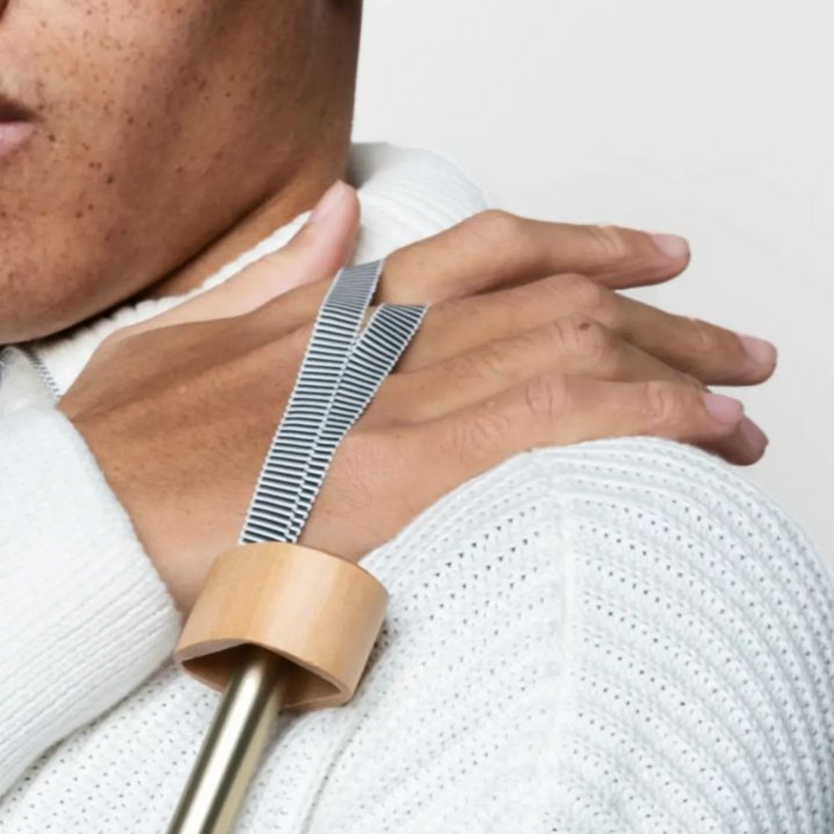 Micro Umbrella Marinières | Charles/ Khaki-Ivory by ANATOLE (anatole-folding-umbrella-charles-ivory-stripes-on-khaki-background)