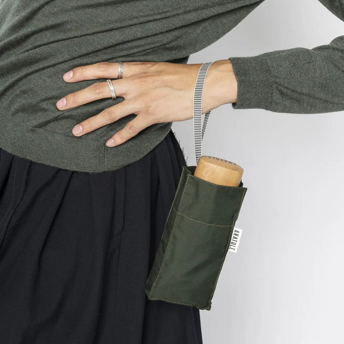 Micro Umbrella | Leonard/Khaki by ANATOLE (anatole-khaki-folding-micro-umbrella-leonard)