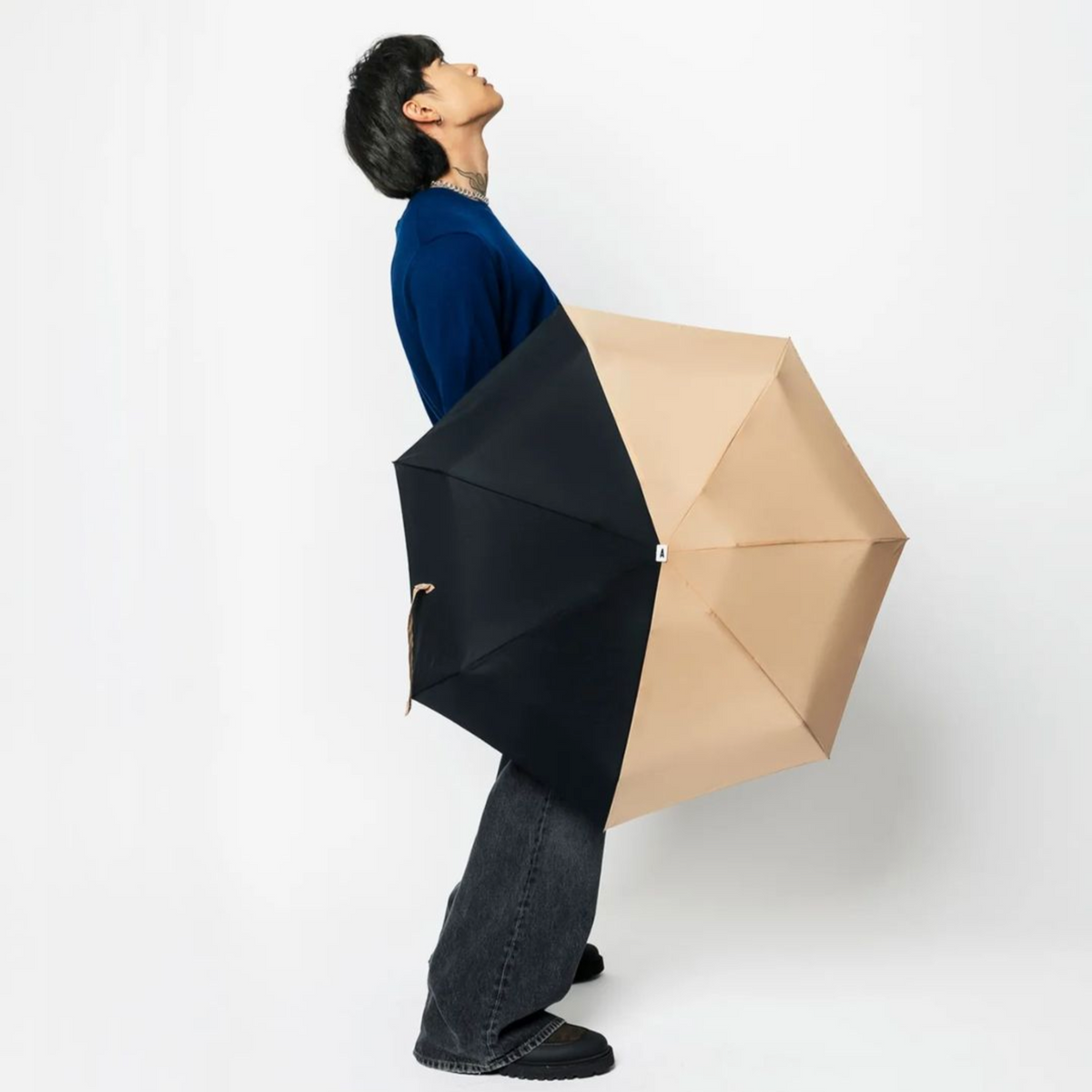 Micro Umbrella Bi Colour | Alice/Beige-Black by ANATOLE (anatole-bicolour-micro-umbrella-alice-beige-black)