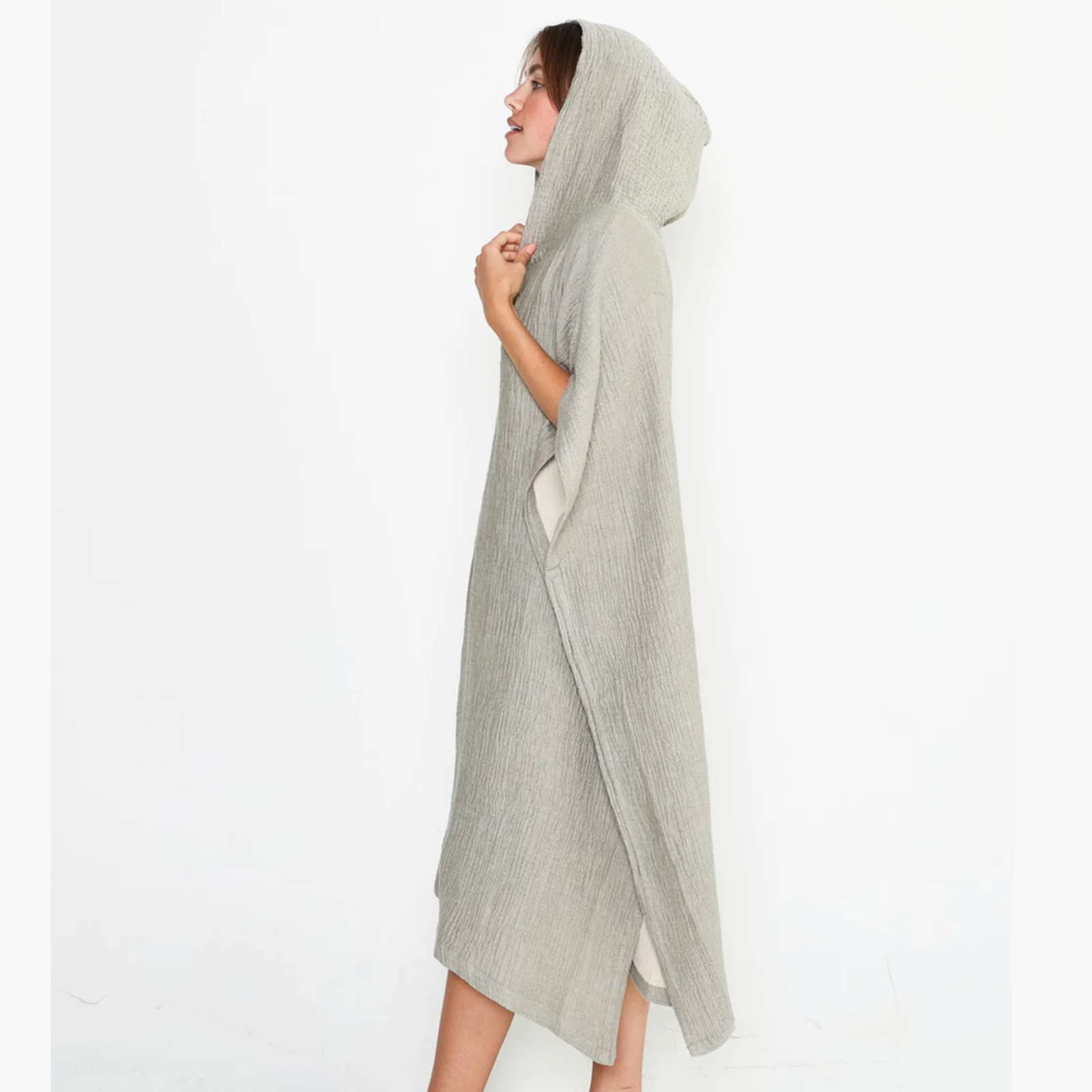 Flow Kids Poncho M/L | Olive Grey by ANZA TEXTILE COMPANY (anza-flow-poncho-m02-olive-grey)