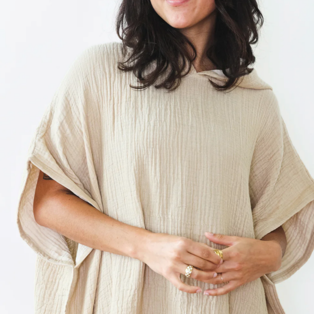 Flow Kids Poncho M/L | Mustard by ANZA TEXTILE COMPANY (anza-flow-poncho-m02-mustard)
