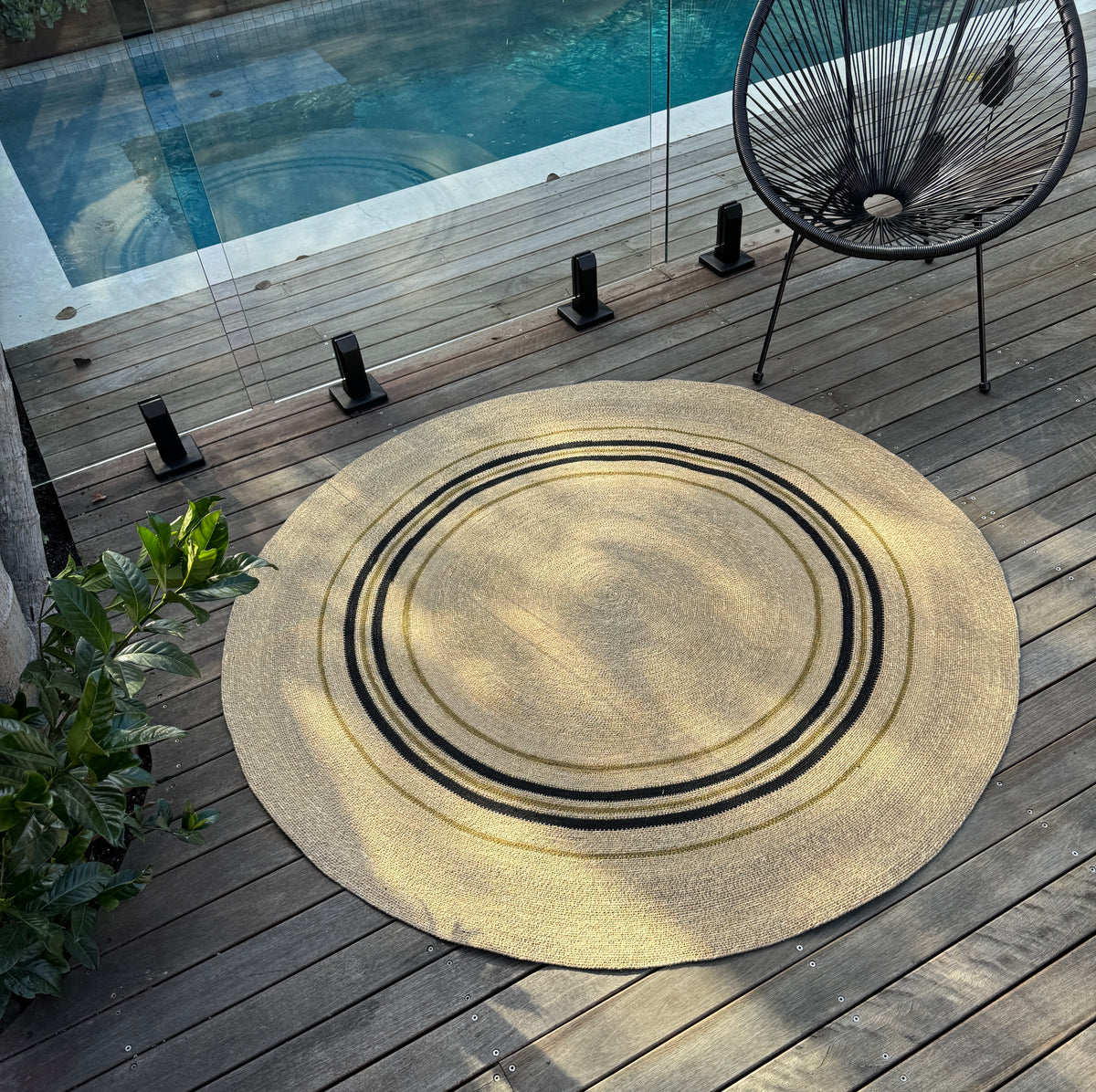 ARES Seagrass Circle Rug | Natural/Green/Black by HOLIDAY TRADING COMPANY (ares-rug)