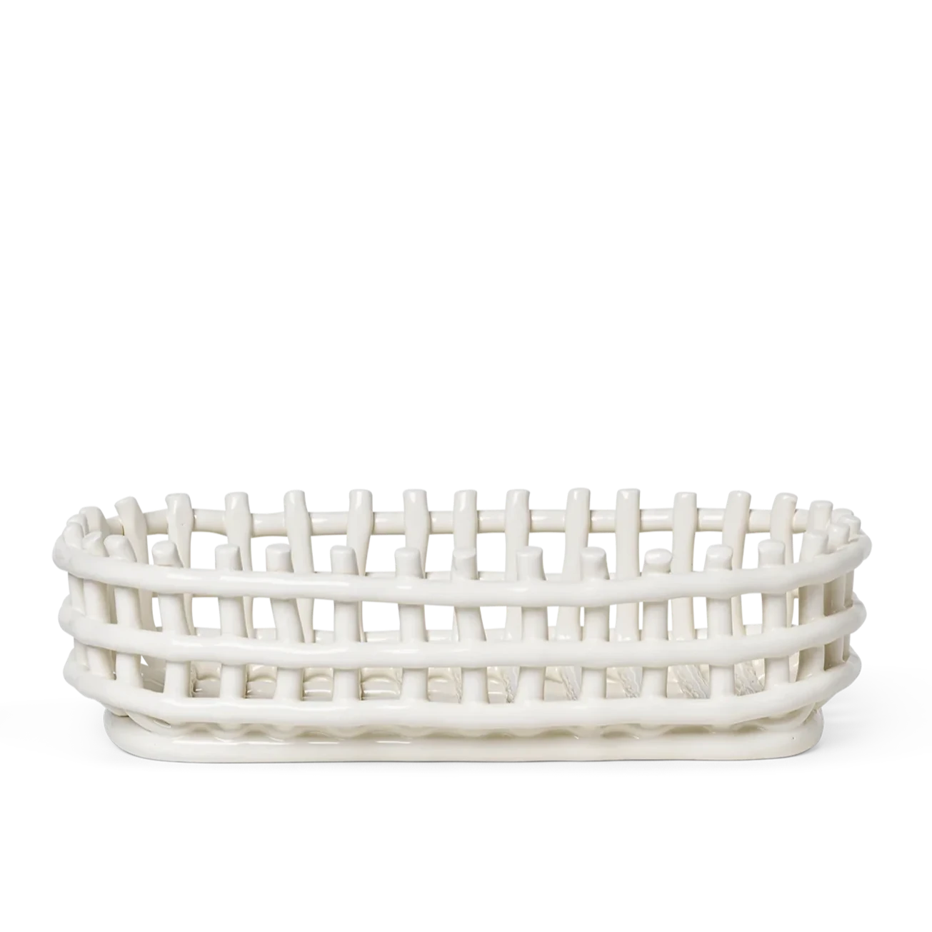 Ceramic Basket | Oval | Off White by FERM LIVING (ceramic-basket-off-white)