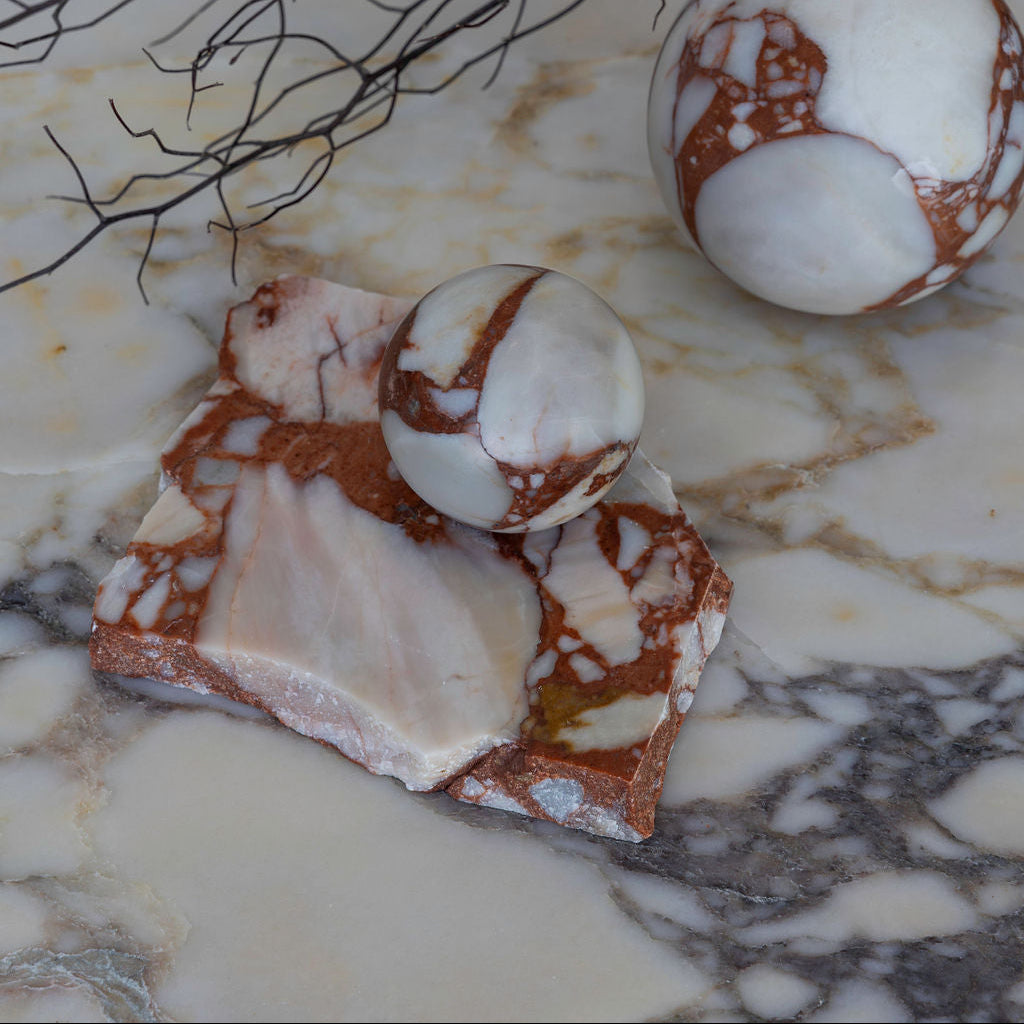 Orbit Table Sculpture | S | Brown Calacatta