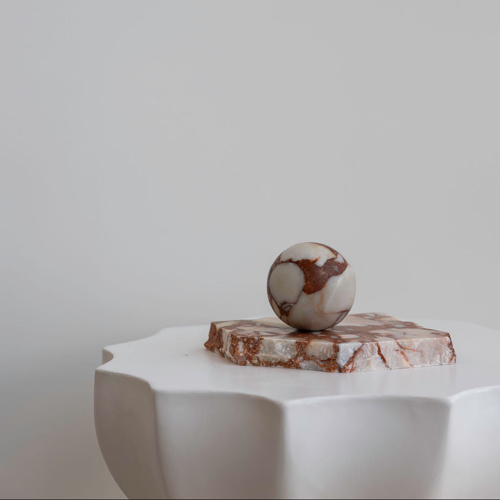 Orbit Table Sculpture | S | Brown Calacatta