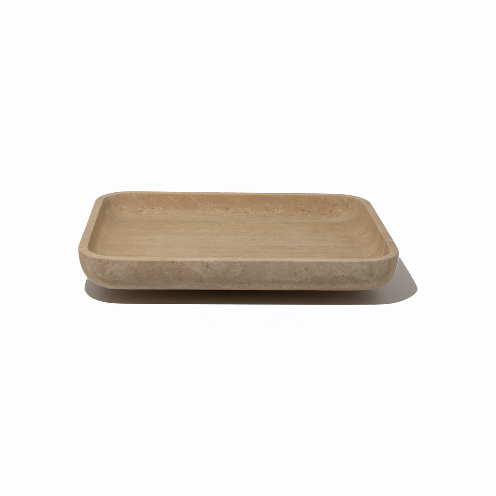 Architect Footed Letter Tray | Beige Travertine