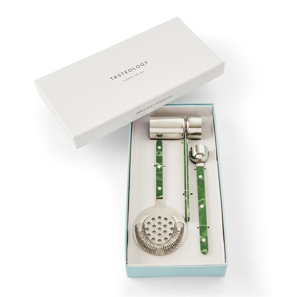 Cocktail Tools Set of 3 | Emerald by TASTEOLOGY (copy-of-copy-of-cocktail-tools-set-of-3-emerald)