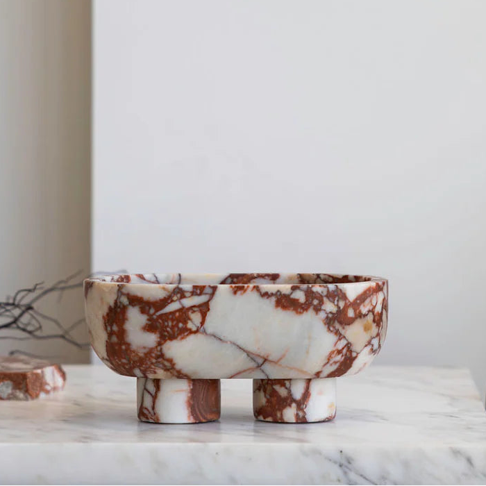 Cotheory The Muse Footed Oval Tray | Brown Calacatta
